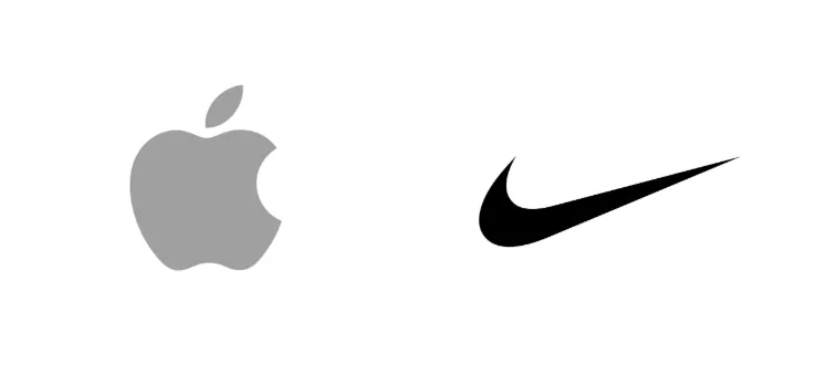 ロゴの事例（左側：Apple、右側：Nike）