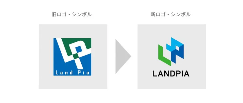 LANDPIA（ランドピア）の新旧ロゴデザイン