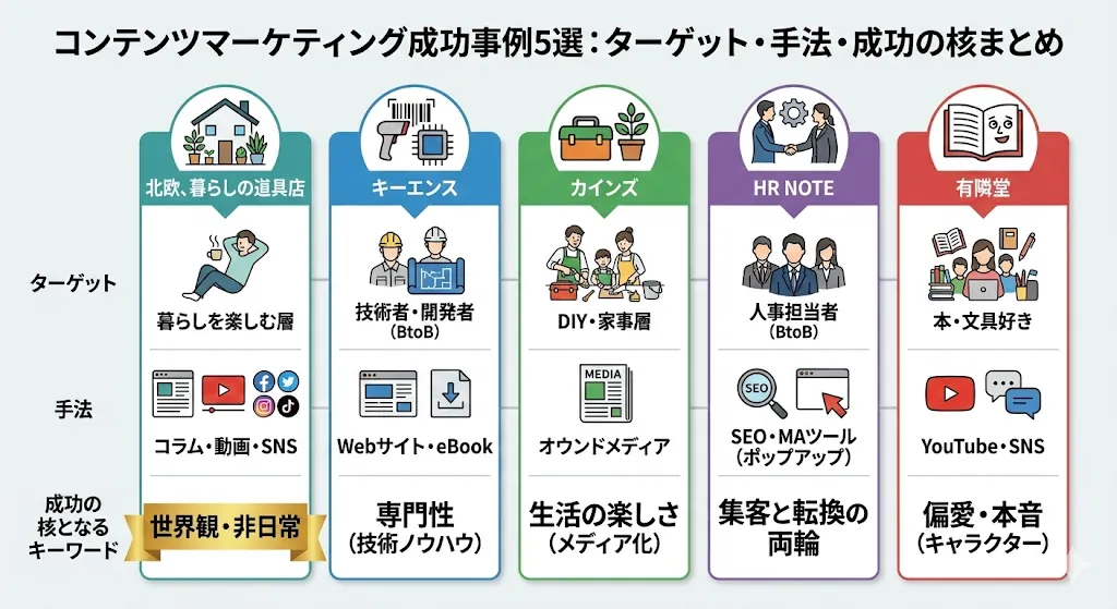 紹介する事例5社の成功要因のまとめ