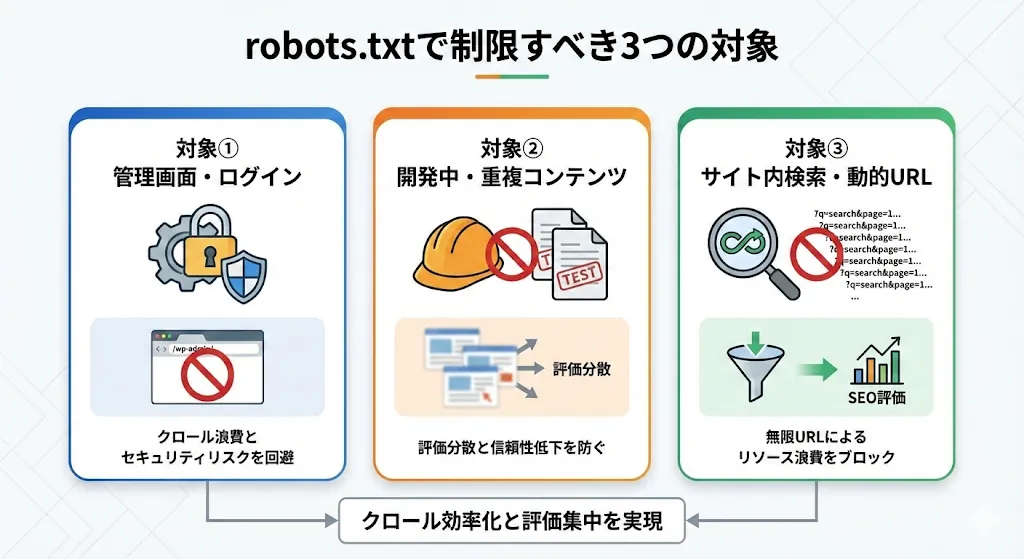 robots.txtで制限すべき対象ページの概要図
